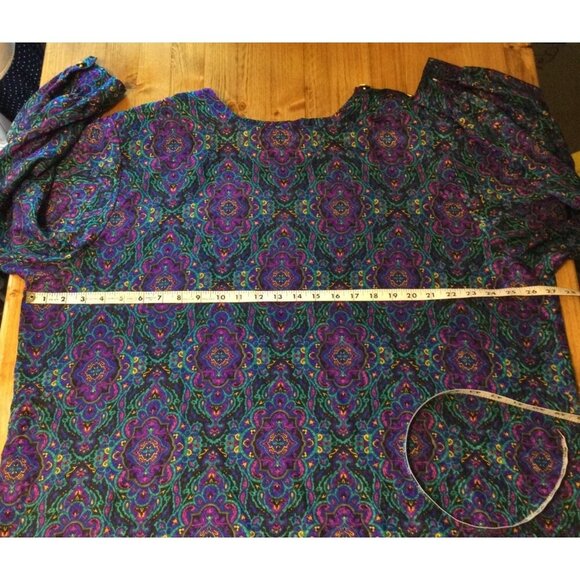 Vintage Womens Blouse Size 22W Multicolor Paisley Print Gold Button Accents Fair - Picture 6 of 7